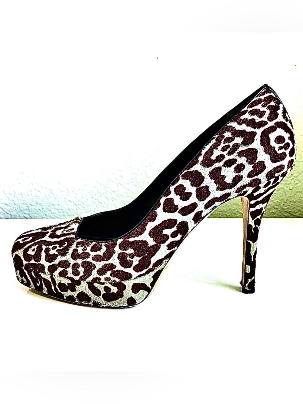 Rare GUCCI Leopard Pony-Hair Platform Stiletto Pumps Silver/Brown 7 MSRP $1280 - Picture 5 of 10